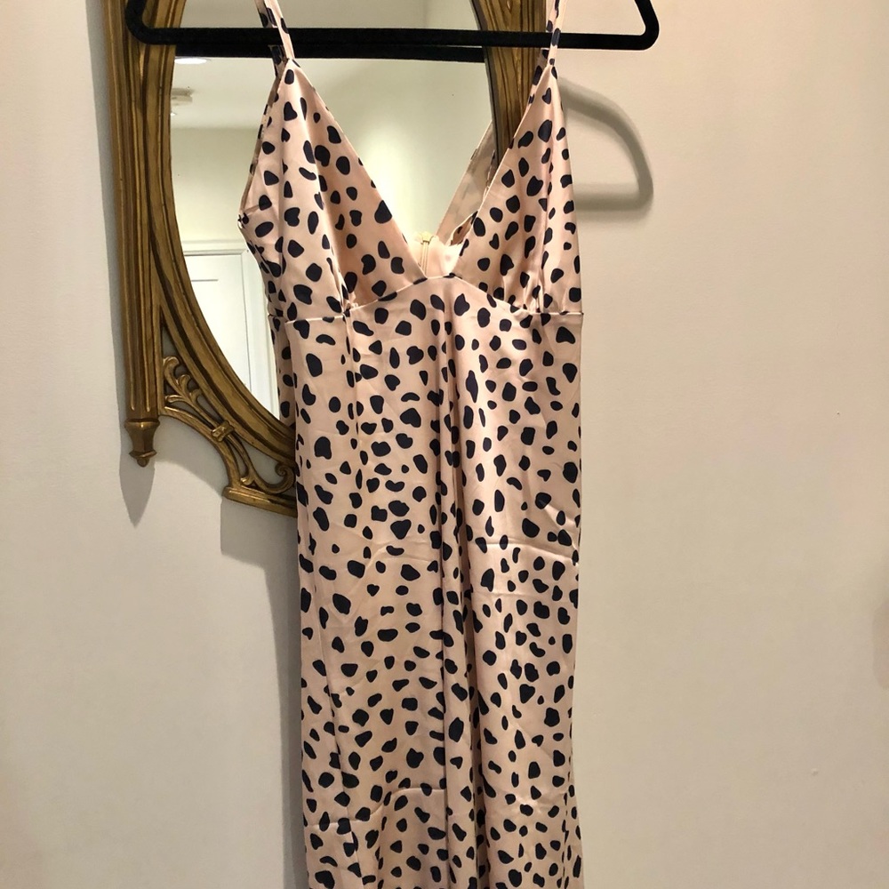 Plunge V Satin Dress Animal Print - Picture 6 of 6